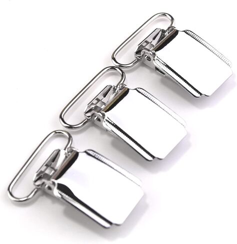 sutoyuen 1" Heavy Duty Suspender Clips Shiny Silver Metal Clips for Men Boy Suspenders Mitten Clips Bed Sheet Straps Clips Toy Holder in Saudi Arabia