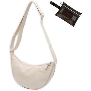Crossbody Bag Hobo Crescent Bag with Mesh Storage Bag, Women Men Shoulder Bag Purse Dumpling Bag Adjustable Strap