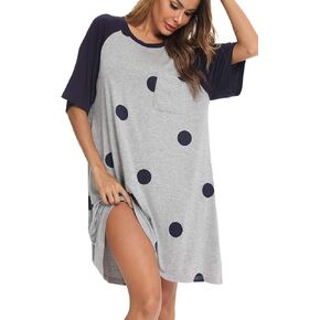 YYA Loose Women's Nightgown Short Sleeve Sleepwear Comfy Sleepshirts Loose Scoopneck Nightshirt S-3XL in Kuwait