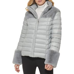 DKNY Women's Faux Fur Cuffed Sleeve Puffer Jacket in Saudi Arabia