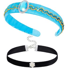 Jmkcoz Girls Princess Costume Headband Choker Set Women Kids Princess Dress Up Accessories for Halloween Cosplay Party