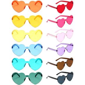 هاي توب 12 زوجًا من النظارات الشمسية على شكل قلب الحب بدون اطار شفافة بدون اطار بالوان الحلوى المرحة، نظارات شمسية متنوعة عصرية على شكل قلب لهدايا الحفلات in Kuwait