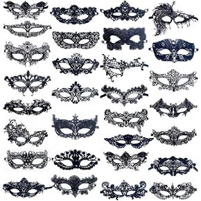 Lusy DM 30 Pieces Lace Masquerade Masks Women Lace Eye Mask Party Ball Venetian Masks for Masquerade Carnival Party in Kuwait