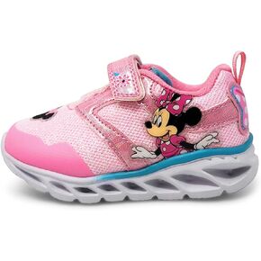 Disney Minnie Mouse Girl's Lighted Athletic Sneaker Light Up Shoes Children with Adjustable Strap (Toddler, Little Kid), Pink in Kuwait