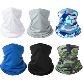 6Pcs Summer Face Cover Scarf Mens Balaclava Neck Gaiter Bandana Sun Protection for Men Women Fishing Cycling Running