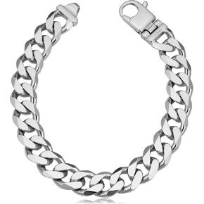 Kooljewelry Solid Sterling Silver 11.9 mm Curb Link Bracelet for Men (8.5 inch) in Kuwait