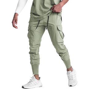 BOOMLEMON Mens Slim Cargo Jogger Pants Lightweight Workout Track Pants Athletic Gym Running Sweatpants with Pockets