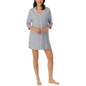 Jones New York Womens Sleepwear 3/4 Sleeve Button Down Sleepshirt Dress Nightgown