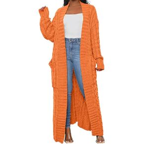 LIVECLOTH Sweaters for Women Cardigan Open Front, Oversized Cardigan Sweaters for Women, Cardigan Sweaters for Women Plus Size (Orange, 2XL) in Kuwait