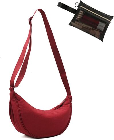 Crossbody Bag Hobo Crescent Bag with Mesh Storage Bag, Women Men Shoulder Bag Purse Dumpling Bag Adjustable Strap in Saudi Arabia