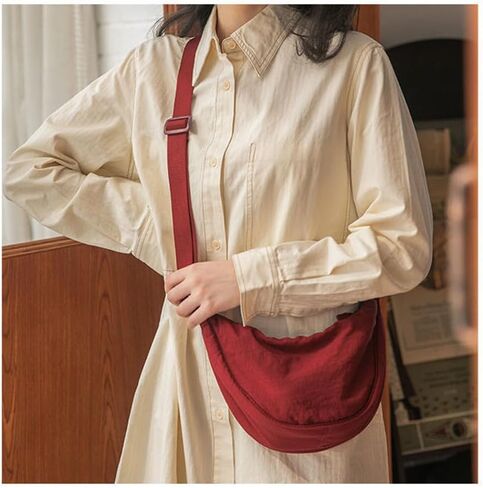 Crossbody Bag Hobo Crescent Bag with Mesh Storage Bag, Women Men Shoulder Bag Purse Dumpling Bag Adjustable Strap in Saudi Arabia