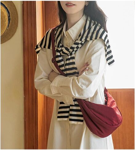 Crossbody Bag Hobo Crescent Bag with Mesh Storage Bag, Women Men Shoulder Bag Purse Dumpling Bag Adjustable Strap in Saudi Arabia