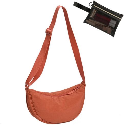 Crossbody Bag Hobo Crescent Bag with Mesh Storage Bag, Women Men Shoulder Bag Purse Dumpling Bag Adjustable Strap in Saudi Arabia