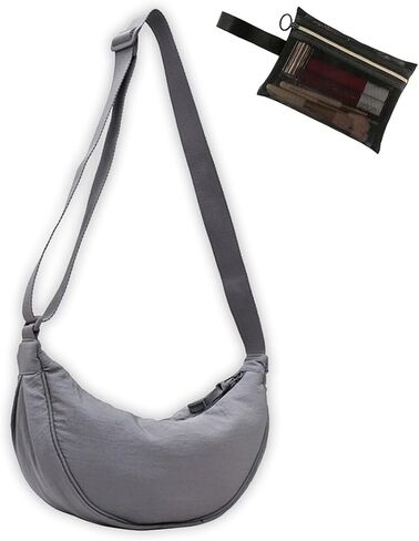 Crossbody Bag Hobo Crescent Bag with Mesh Storage Bag, Women Men Shoulder Bag Purse Dumpling Bag Adjustable Strap in Saudi Arabia