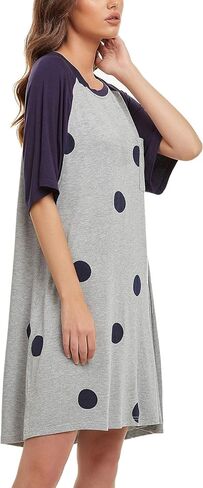 YYA فضفاضة المرأة ثوب النوم قصيرة الأكمام ملابس خاصة مريح قمصان النوم فضفاضة Scoopneck قميص النوم S-3XL in Kuwait