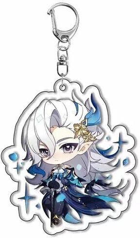 سلسلة مفاتيح بشخصية جينشين امباكت فونتين من بايرز، مجموعة سلاسل مفاتيح من الاكريليك مكونة من 12 قطعة من سلسلة مفاتيح انيمي جينشين مع دلاية. in Kuwait