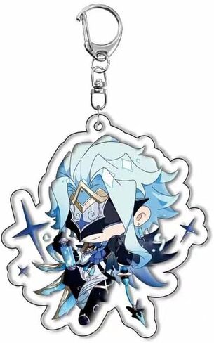 سلسلة مفاتيح بشخصية جينشين امباكت فونتين من بايرز، مجموعة سلاسل مفاتيح من الاكريليك مكونة من 12 قطعة من سلسلة مفاتيح انيمي جينشين مع دلاية. in Kuwait