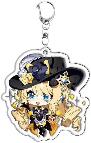 سلسلة مفاتيح بشخصية جينشين امباكت فونتين من بايرز، مجموعة سلاسل مفاتيح من الاكريليك مكونة من 12 قطعة من سلسلة مفاتيح انيمي جينشين مع دلاية. in Kuwait