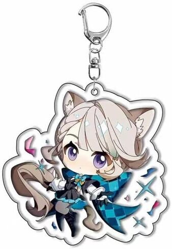 سلسلة مفاتيح بشخصية جينشين امباكت فونتين من بايرز، مجموعة سلاسل مفاتيح من الاكريليك مكونة من 12 قطعة من سلسلة مفاتيح انيمي جينشين مع دلاية. in Kuwait