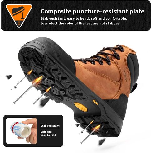 أحذية عمل MWORK مقاس 6 بوصات للرجال مقاومة للماء ASTM F2413-18، مقاومة للثقب عند أصابع القدم، تصنيف EH غير قابل للانزلاق YKK بسحاب جانبي، رئيس الصناعة والبناء MW2302 in Kuwait