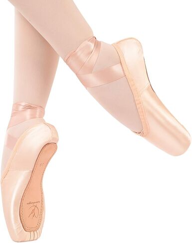 tanzdunsje Ballet Pointe Shoes Pink Professional Dance Shoes with Sewn Ribbon and Silicone Toe Pads for Girls Women in Kuwait