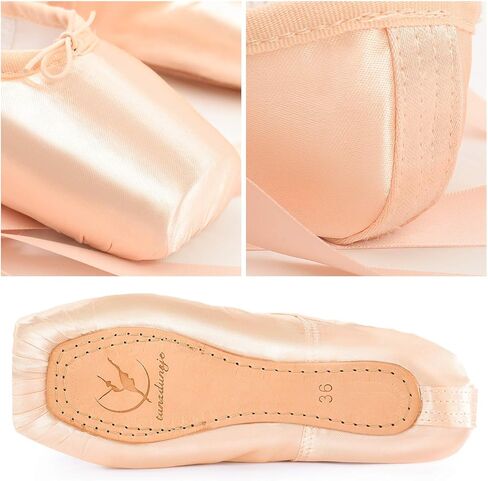 tanzdunsje Ballet Pointe Shoes Pink Professional Dance Shoes with Sewn Ribbon and Silicone Toe Pads for Girls Women in Kuwait