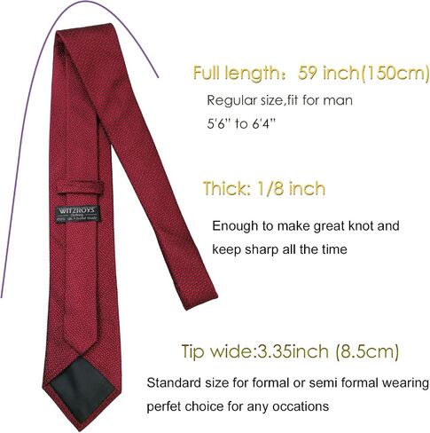 WITZROYS 100% Silk Ties Necktie Set for Men Handmade Tie and Pocket Square Set with Gift Box in Saudi Arabia