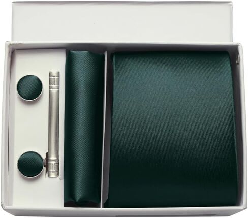 CWKOON Solid Color Mens Tie Formal Necktie Pocket Squares Ties Clips Cufflinks Classic for Men Gift Box Set in Kuwait