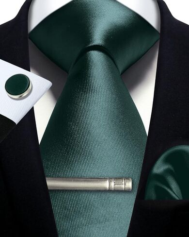 CWKOON Solid Color Mens Tie Formal Necktie Pocket Squares Ties Clips Cufflinks Classic for Men Gift Box Set in Kuwait