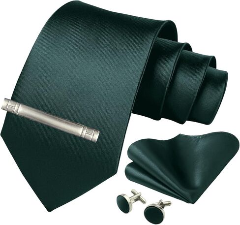 CWKOON Solid Color Mens Tie Formal Necktie Pocket Squares Ties Clips Cufflinks Classic for Men Gift Box Set in Kuwait