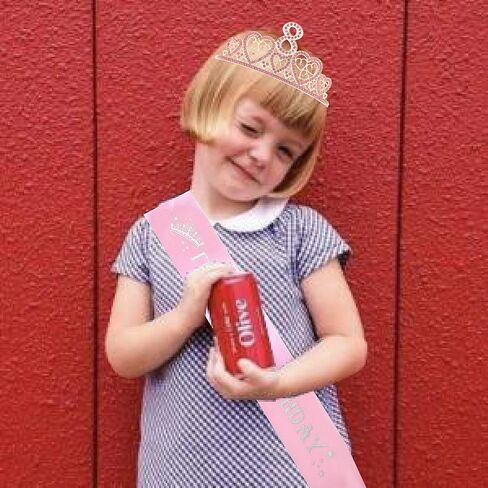 وشاح وتاج عيد الميلاد الثامن للفتيات - وشاح لامع رائع + تاج معدني فاخر من حجر الراين باللون الوردي للفتيات، هدايا عيد الميلاد الثامن لحفلة الأميرة in Kuwait