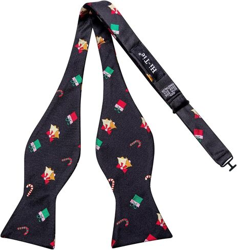 Hi-Tie Christmas Bowtie for Men Self Bow Tie Lapel Pin Sets Pocket Square Cufflinks Silk Xmas Party Festival in Kuwait