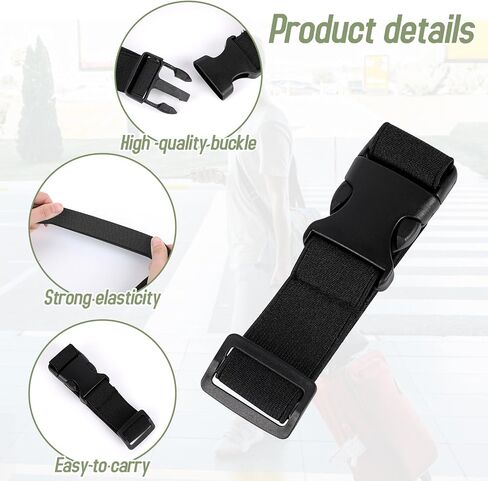 2Pcs Add a Bag Luggage Straps Black Suitcase Belts Adjustable Travel Packing Straps with Quick Release Buckle Travel Accessories for Connecting Your Luggage in Saudi Arabia