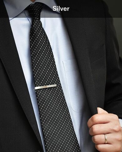 [TAVARAT] Tie Clip Tie Clips for Men stripe design Black Silver Tie Bar Tie Pin Tps-061 in Saudi Arabia