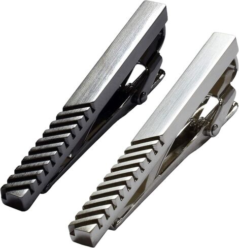 [TAVARAT] Tie Clip Tie Clips for Men stripe design Black Silver Tie Bar Tie Pin Tps-061 in Saudi Arabia