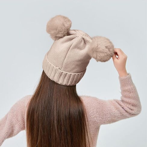 قبعة صغيرة شتوية بتصميم يونيكورن للفتيات الصغيرات، قبعة بوم بوم محبوكة مبتكرة للطقس البارد، قبعة تزلج لعمر 4-12 سنة in Kuwait