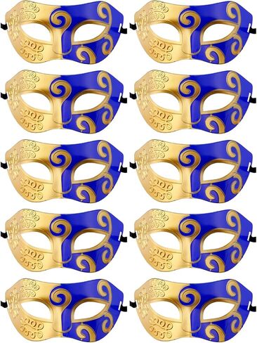 قناع تنكر كلاسيكي للجنسين من Mardi Gras، إكسسوارات الحفلات (عبوة من 10 قطع) in Kuwait