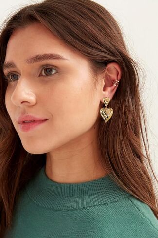 WOWORAMA Gold Heart Earrings for Women Vintage Love Heart Dangle Earrings Double Heart Drop Earings Matte Gold Statement Earrings Valentines Day Gifts in Kuwait