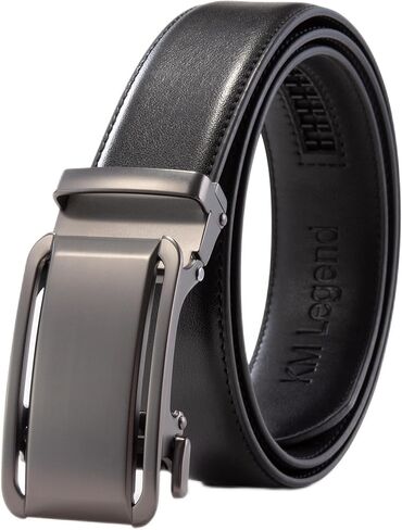 KM Legend Leather Automatic Buckle Ratchet Dress Belt for Men Customizable Fit in Kuwait