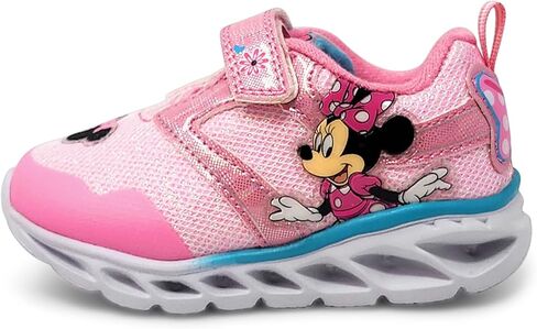 Disney Minnie Mouse Girl's Lighted Athletic Sneaker Light Up Shoes Children with Adjustable Strap (Toddler, Little Kid), Pink in Kuwait