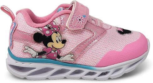 Disney Minnie Mouse Girl's Lighted Athletic Sneaker Light Up Shoes Children with Adjustable Strap (Toddler, Little Kid), Pink in Kuwait