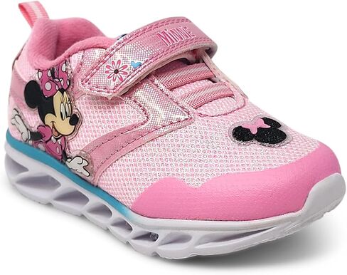 Disney Minnie Mouse Girl's Lighted Athletic Sneaker Light Up Shoes Children with Adjustable Strap (Toddler, Little Kid), Pink in Kuwait