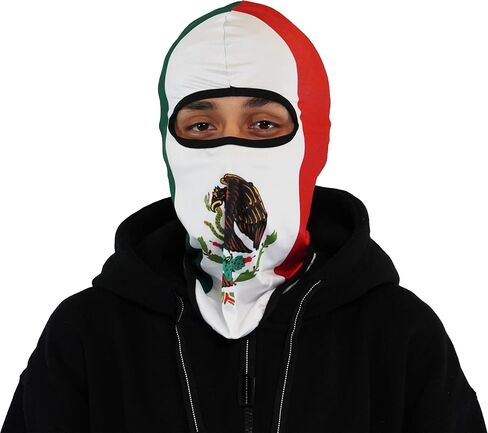 قناع وجه بعلم المكسيك للحماية من الاشعة فوق البنفسجية للرجال والنساء من جي سي بالاكلافا، غطاء راس تكتيكي خفيف الوزن للتزلج والدراجات النارية والجري وركوب الخيل، اسود، 0 in Kuwait