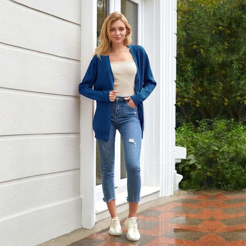 Women's Long Sleeve Button Down Classic Chunky Cardigan Knit Open Front Sweater in Kuwait