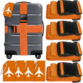 8 عبوات من أحزمة الأمتعة وأحزمة حقائب السفر المصنوعة من السيليكون وعلامات الأمتعة وعلامات السفر وإكسسوارات السفر لإغلاق حقيبة السفر (Oragen) in Kuwait