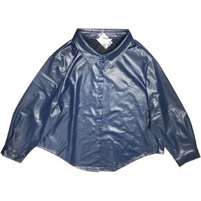 Agnes Orinda Plus Size Faux Leather Shacket Jacket for Women Motorcycle Biker Button Down Shirts