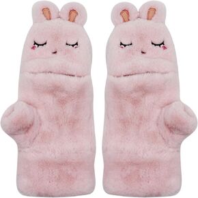 JUMISEE Women Girls Soft Faux Fur Convertible Flip Top Gloves Cute Cat Fingerless Winter Mittens in Kuwait