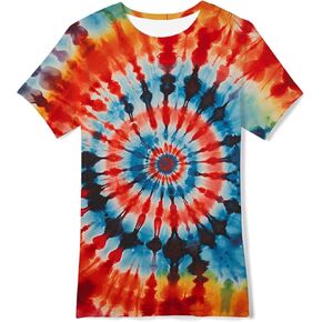 SunFocus Boys Tie Dye Shirt Size 4-14 Hippies Senior Rainbow Tees T Shirts for Kids