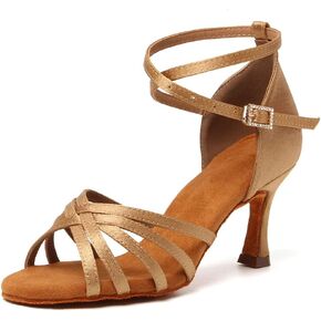 RUYBOZRY Womens Latin Salsa Ballroom Dance Heels Satin Dance Shoes,Model OD802QB in Kuwait