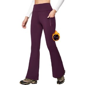 IUGA Fleece Lined Pants Women Water Resistant Hiking Pants Winter Flare Leggings with Pockets Bootcut Thermal